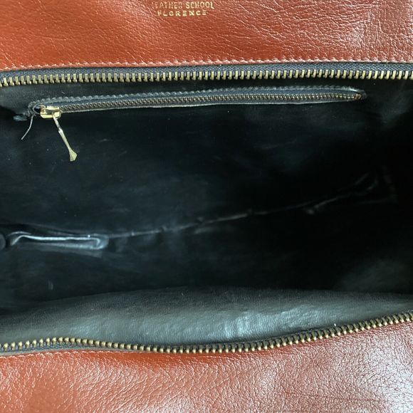 Vintage Leather School Florence Retro Handbag Purse Red Leather - Picture 10 of 12